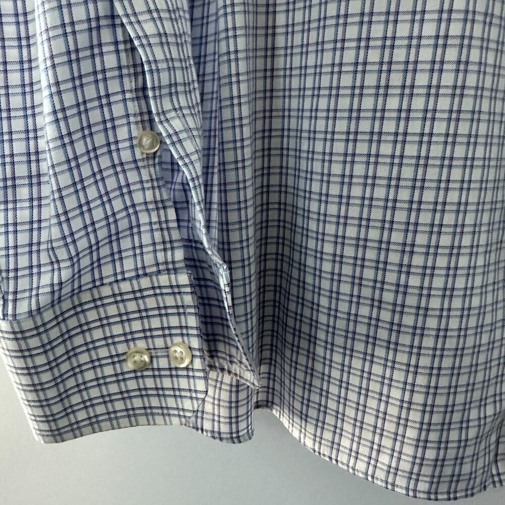 Marks & Spencer Blue, Purple & White Checked Men's Dress Shirt  100% Cotton - Picture 4 of 14